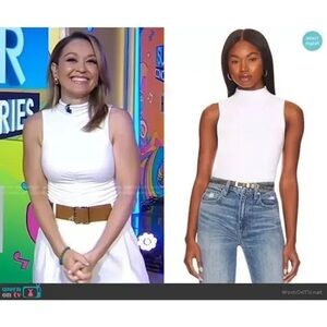 NWT Veronica Beard Vargas Ruched White Sleeveless Jersey Tank Top Size small